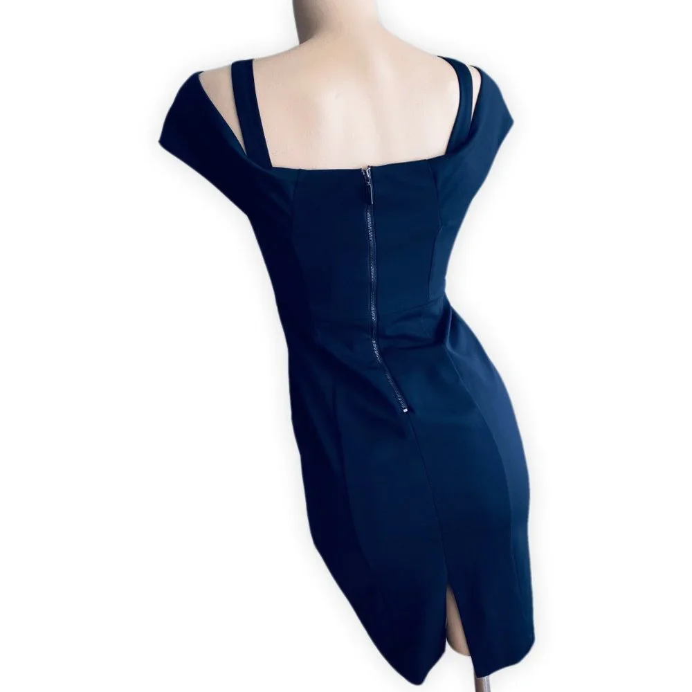 Le Château Navy Off Shoulder Cocktail Dress | Bodycon Midi | Size S - Picture 3 of 10